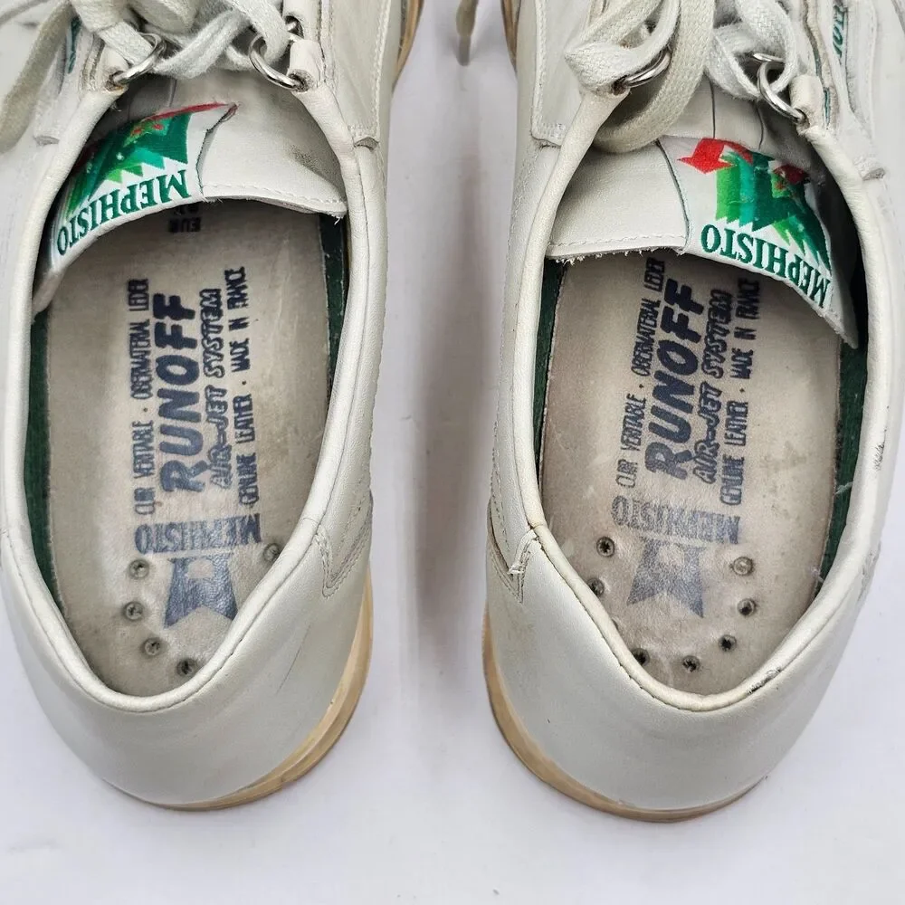 Mephisto Match Leather Oxford Walking Shoes Womens 11 Ivory Bone Trainer Sneaker